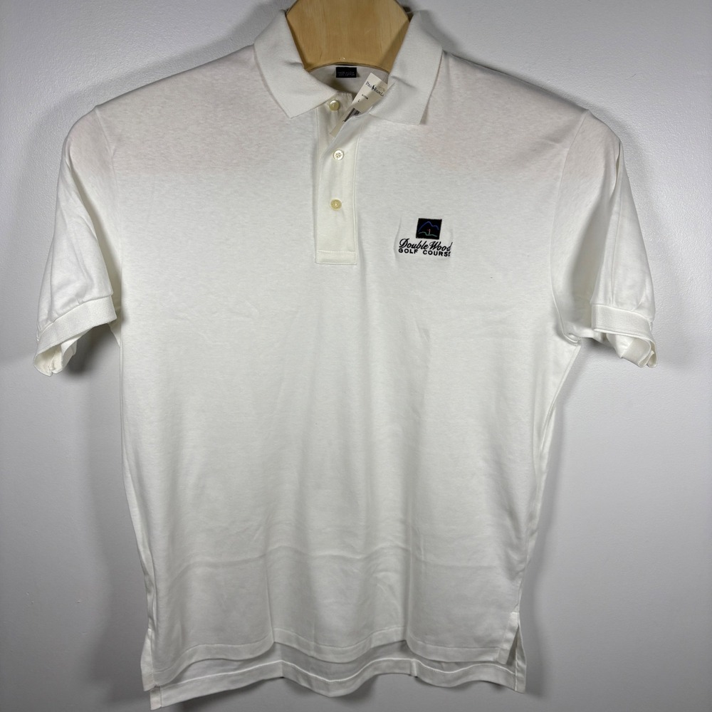 Polo Ralph Lauren Mens White Double Wood Golf Course Polo Shirt Made in USA L